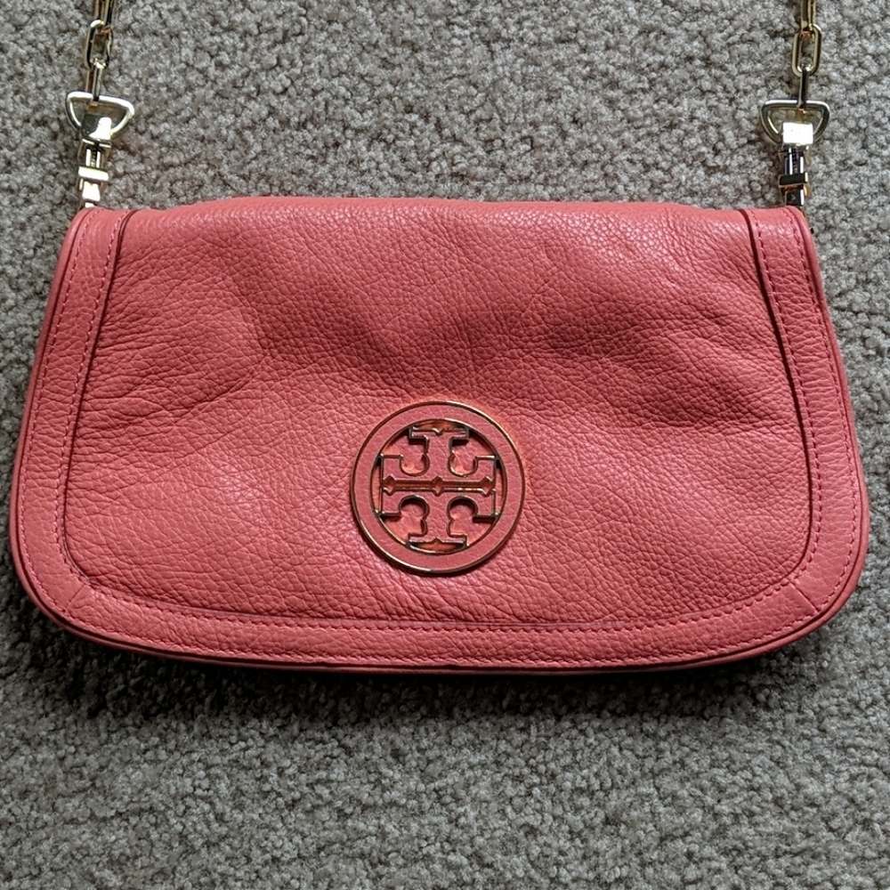 New! Tory Burch Amanda Crossbody Salmon Pink